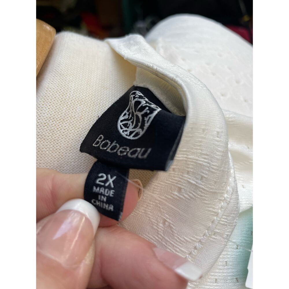 Bobeau Brynn Tiered Shirt Dress Women's Size 2X White Eyelet Short Sleeve New - Picture 12 of 14